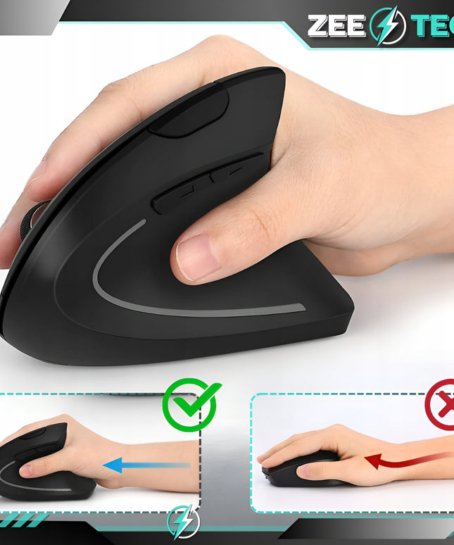 Belaidė vertikali tyli pelė kompiuteriui, nešiojamam kompiuteriui