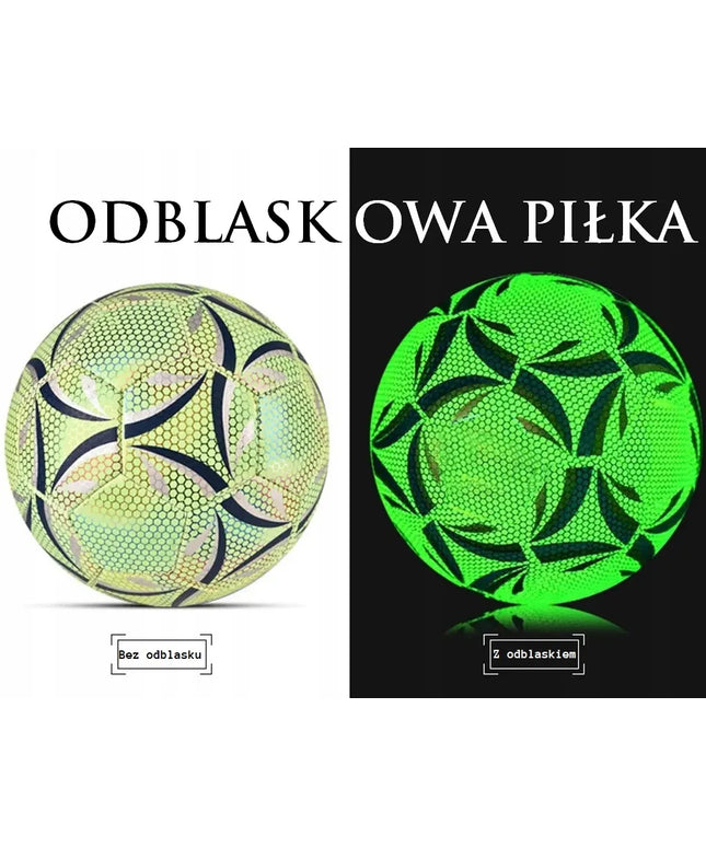 Stebuklingas atspindintis futbolo kamuolys fluorescencinis šviečiantis