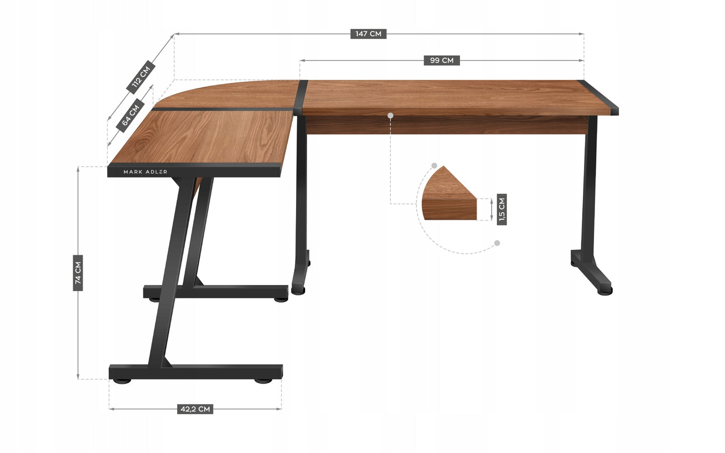 Kampinis kompiuterinis stalas Mark Adler Leader 5.5 WN