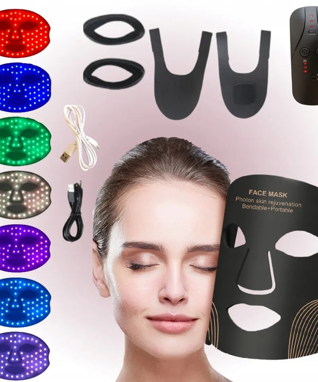 LED veido kaukė su 210 LED diodų – 7 šviesos spalvos, šviesos terapija