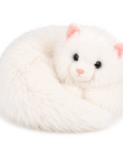 Moramo ROYAL CAT sėdintis pliušinis katinas, purus, baltas, 50 cm