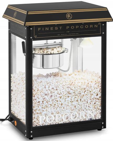 Retro stiliaus spragėsių aparatas Royal Catering RCPS-BG1, tefloninė danga, 1600 W, juodos ir auksinės spalvos, 5–6 kg/val.