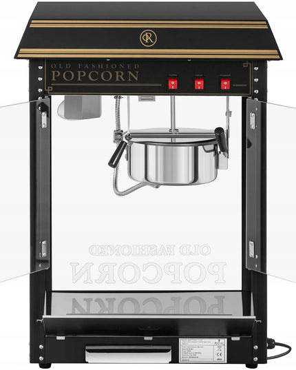 Retro stiliaus spragėsių aparatas Royal Catering RCPS-BG1, tefloninė danga, 1600 W, juodos ir auksinės spalvos, 5–6 kg/val.