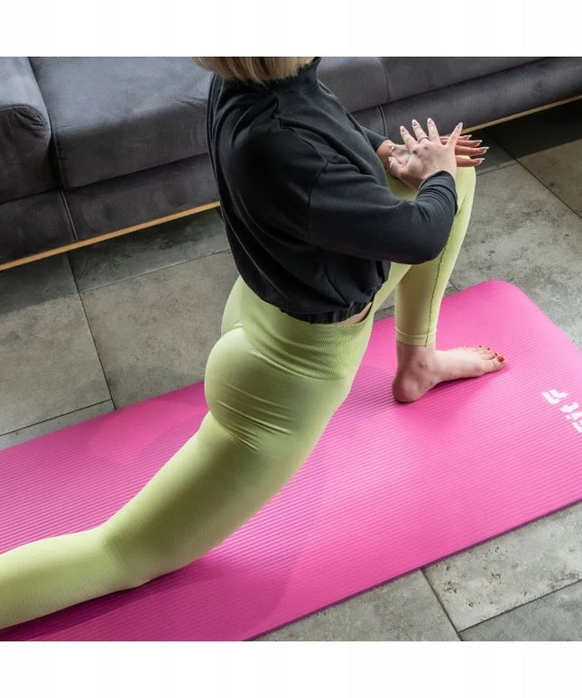 DrFit storo mankštos ir jogos kilimėlio 1 cm, patvarus fitneso kilimėlis, rožinis