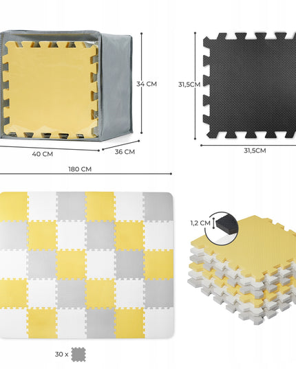 Edukacinis minkštas lengvas sulankstomas putplasčio kilimėlis-dėlionė LUNO Kinderkraft