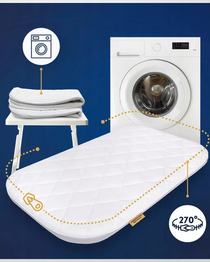 PREMIUM čiužinys Lionelo Theo pristatomai lovytei 86x50, dygsniuotas užvalkalas, 3D tinklelis