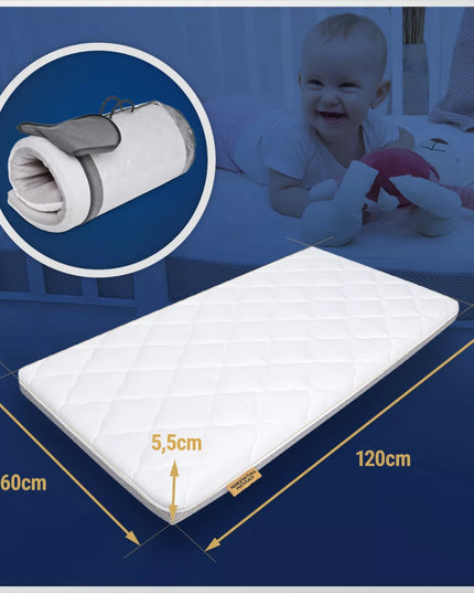 Kelioninis čiužinys Kinderkraft Leody, čiužinys Kinderkraft Joy 120x60