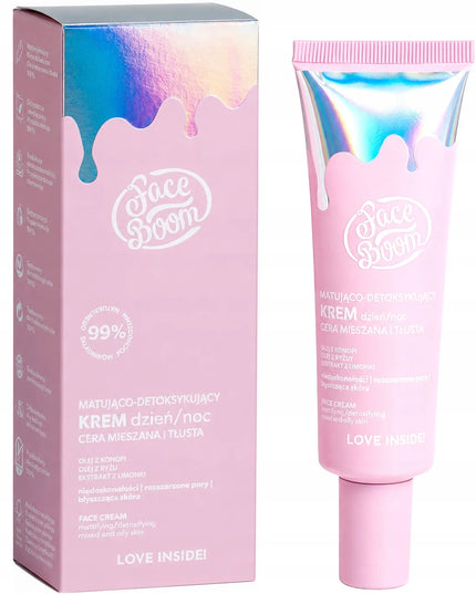 Matuojantis veido kremas riebiai ir mišriai odai su kanapių aliejumi FaceBoom 50ml