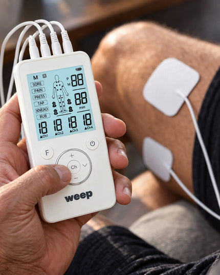 WEEP KTR-2652 TENS/EMS raumenų ir nervų elektrostimuliatorius-masažuoklis, 4 kanalai, 8 elektrodai