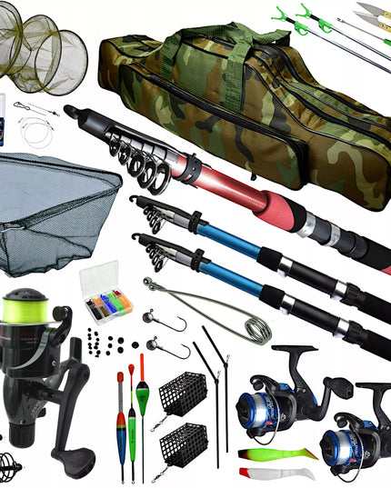 Mega Žvejybos Rinkinys XXL Plūdinė Dugninė Spininginė