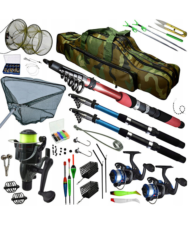 Mega Žvejybos Rinkinys XXL Plūdinė Dugninė Spininginė