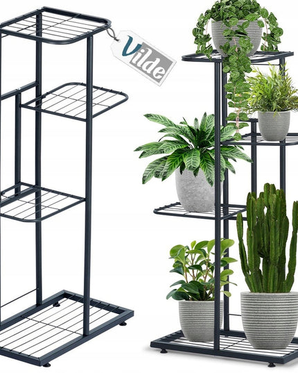 Gėlių stovas, metalinis, 4 pakompų, Vilde - Juodas