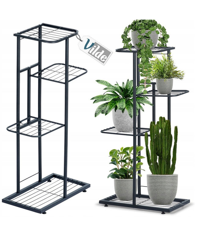 Gėlių stovas, metalinis, 4 pakompų, Vilde - Juodas