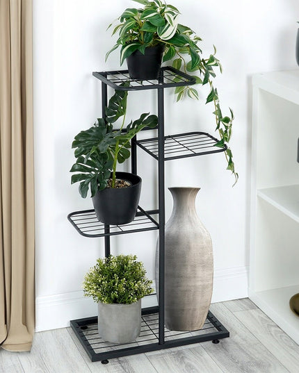 Gėlių stovas, metalinis, 4 pakompų, Vilde - Juodas