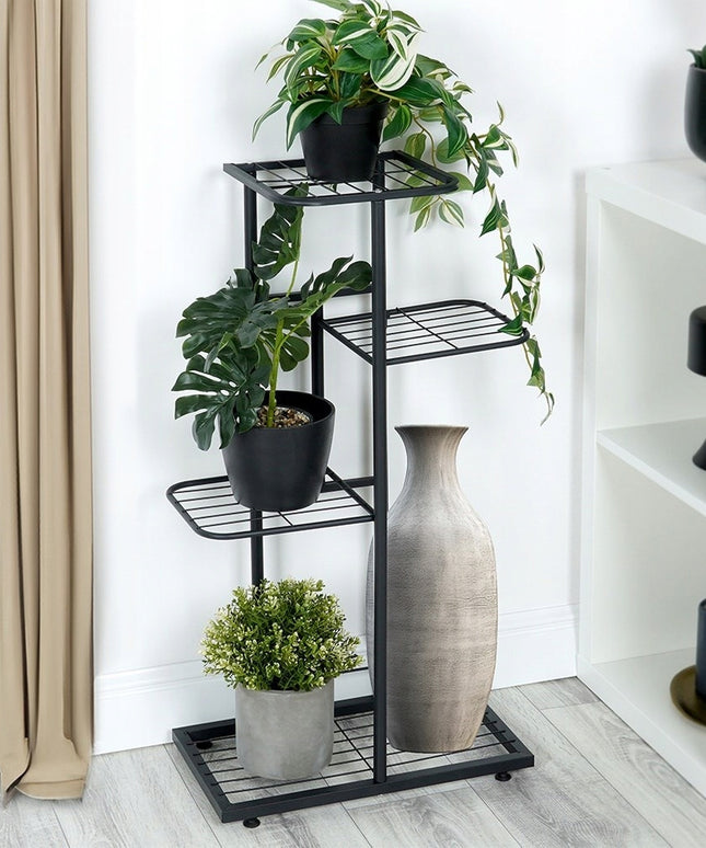 Gėlių stovas, metalinis, 4 pakompų, Vilde - Juodas