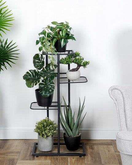 Gėlių stovas, metalinis, 4 pakompų, Vilde - Juodas