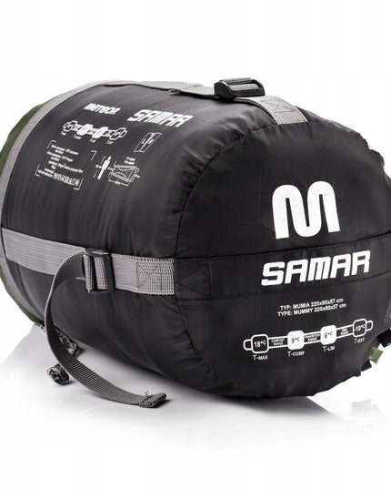 Miegmaišis METEOR SAMAR R mumijos tipo, komfortas +9°C, ekstremalu -10°C