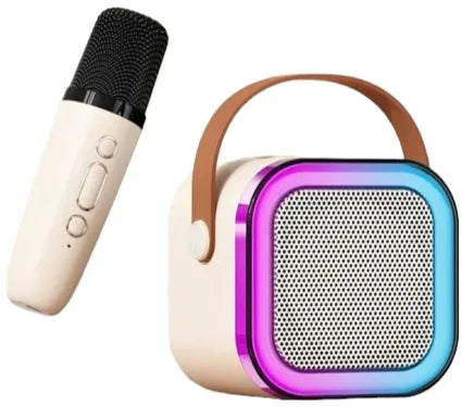 Karaokės rinkinys vaikams: mikrofonas ir garsiakalbis su LED apšvietimu, „Bluetooth“, USB ir SD