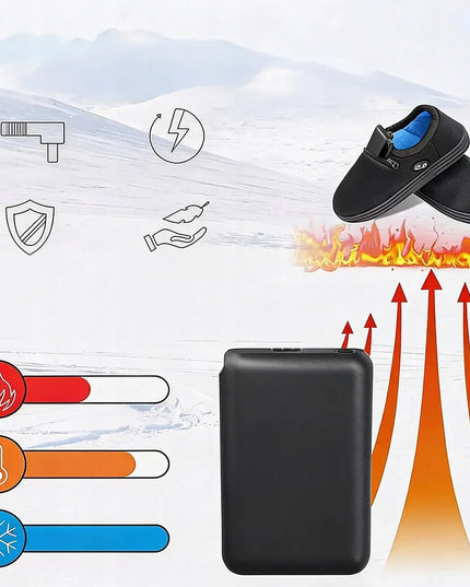 Mini įkraunamas išorinis akumuliatorius šildomoms kojinėms, 5 V, 5000 mAh, juodas