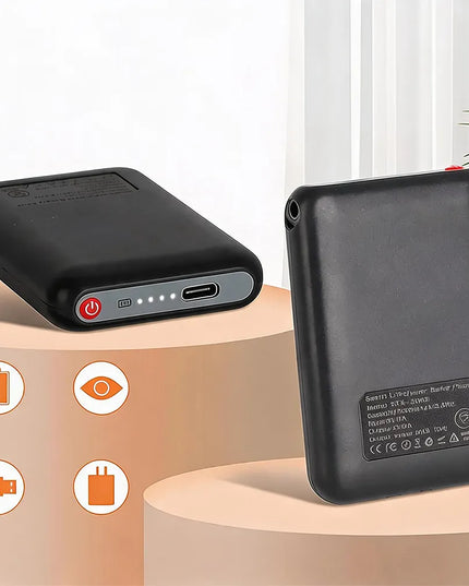 Mini įkraunamas išorinis akumuliatorius šildomoms kojinėms, 5 V, 5000 mAh, juodas