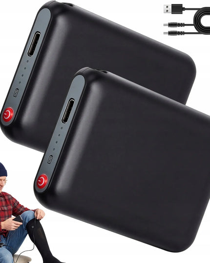 Mini įkraunamas išorinis akumuliatorius šildomoms kojinėms, 5 V, 5000 mAh, juodas