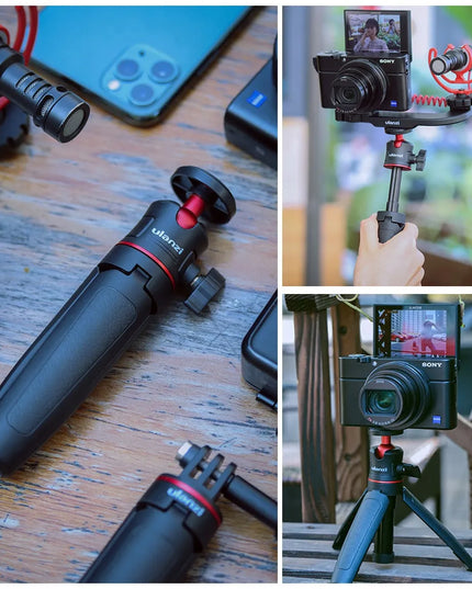 Mini stalinis trikojis su 3D galvute MONOPOD ULANZI MT-08, juodas, skirtas gimbalui