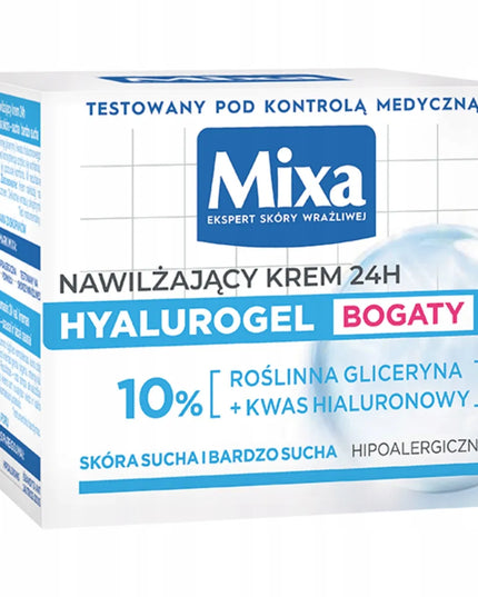 Mixa Hyalurogel intensyviai drėkinamasis kremas 24h sausai odai 50 ml
