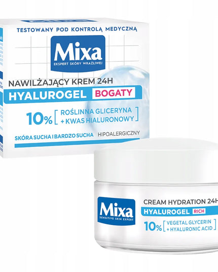 Mixa Hyalurogel intensyviai drėkinamasis kremas 24h sausai odai 50 ml