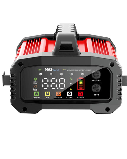 Galingas išmanusis automobilinis akumuliatorių įkroviklis MBG Line FPT-250 MAX, 12 V / 24 V, 25 A