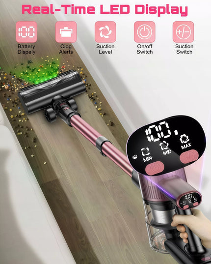 Galingas belaidis vertikalus dulkių siurblys Laresar V7 350W 45000Pa