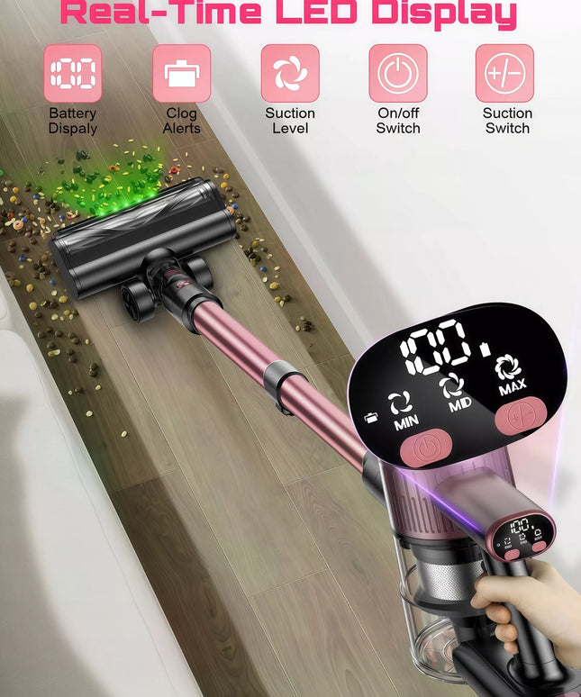 Galingas belaidis vertikalus dulkių siurblys Laresar V7 350W 45000Pa