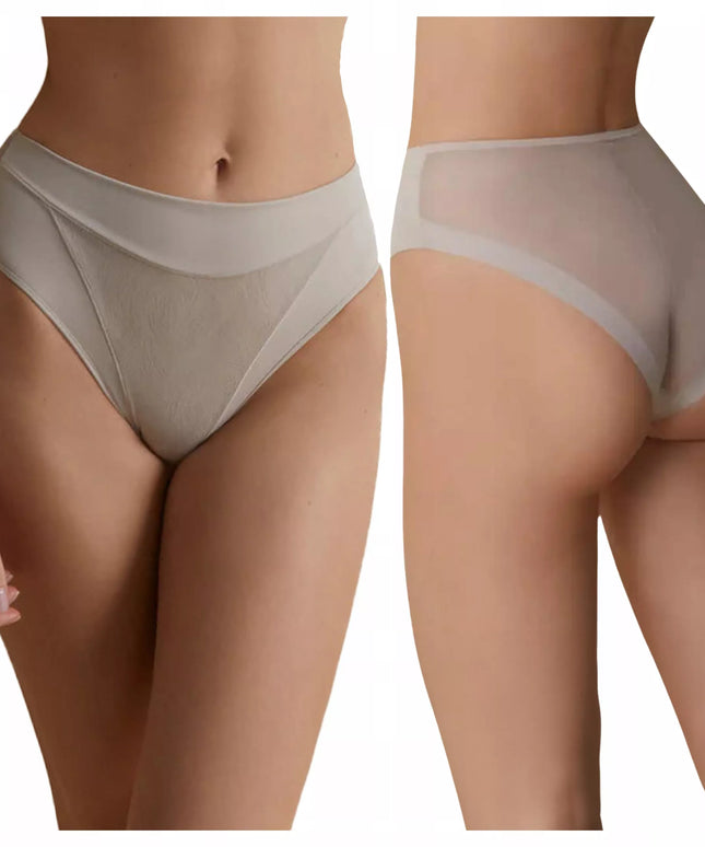 Formuojamosios kelnaitės aukštu liemeniu su tiuliniu užpakaliuku XXL (50) Violeta Braga Tierra smėlio spalvos