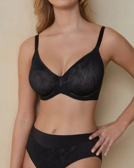 Modeluojanti minkšta liemenėlė su lankeliais ir plačiais šonais Selene Frida juoda 95C