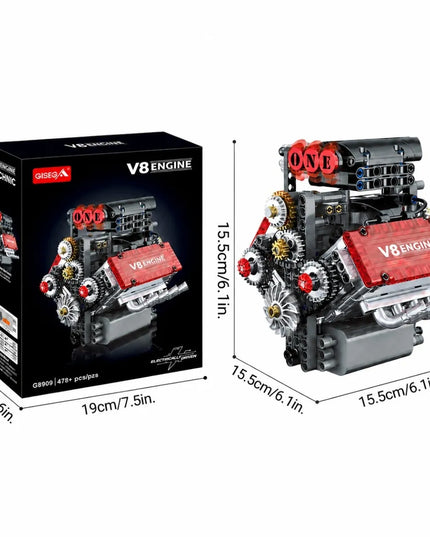 Mould King 10088 konstrukcinės kaladėlės – atmosferinis V8 aštuonių cilindrų variklis