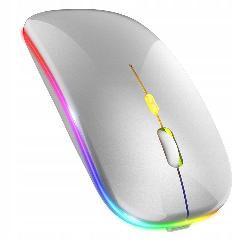 Tyli belaidė pelė su LED RGB pašvietimu nešiojamam kompiuteriui ir biurui