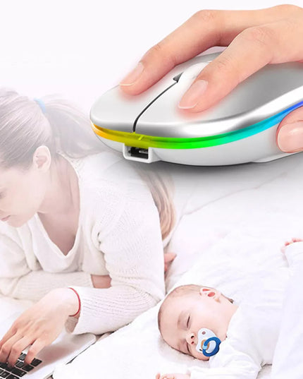 Belaidė pelė nešiojamam kompiuteriui, tyli, su LED RGB apšvietimu