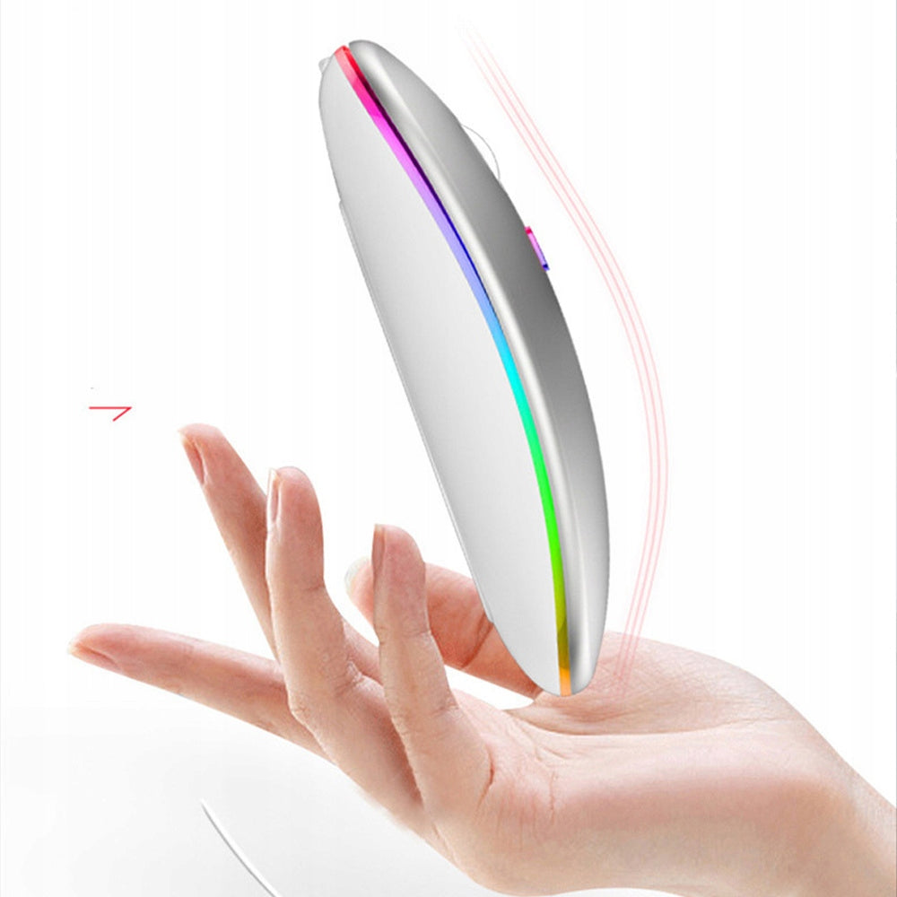 Tyli belaidė pelė su LED RGB pašvietimu nešiojamam kompiuteriui ir biurui