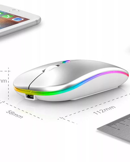 Belaidė pelė nešiojamam kompiuteriui, tyli, su LED RGB apšvietimu