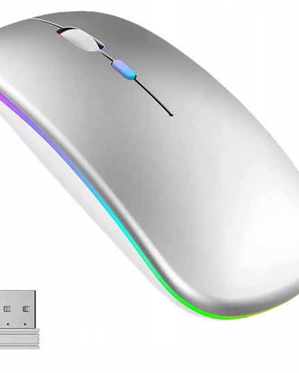 Belaidė pelė nešiojamam kompiuteriui, tyli, su LED RGB apšvietimu