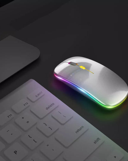 Belaidė pelė nešiojamam kompiuteriui, tyli, su LED RGB apšvietimu