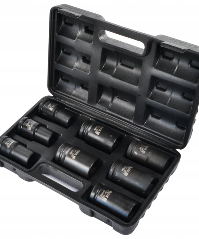 Smūginės terklinės galvutės, smūginių terklinės galvučių rinkinys 3/4" 17,19,21,22,24,27,30,32 BLACK