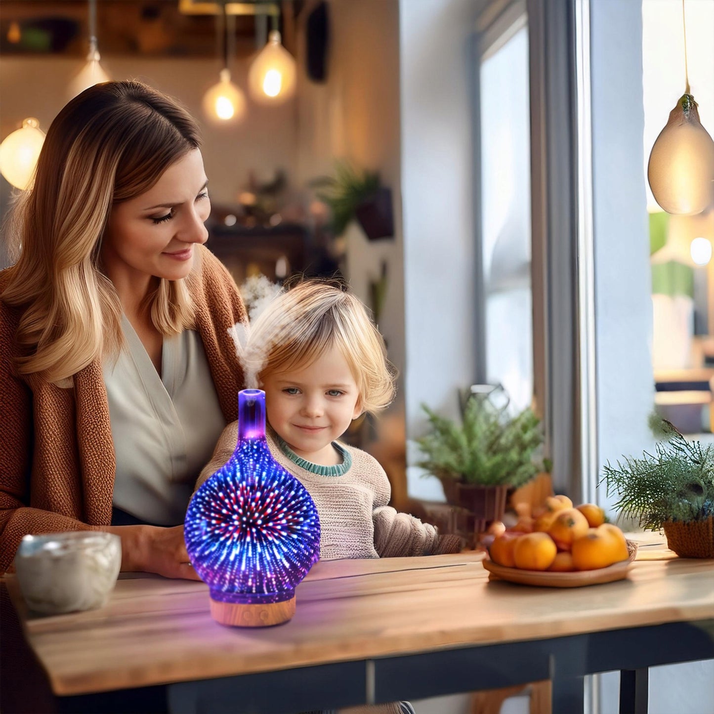 Oro drėkintuvas, kvapų difuzorius, aromaterapija, jonizatorius, naktinė lemputė