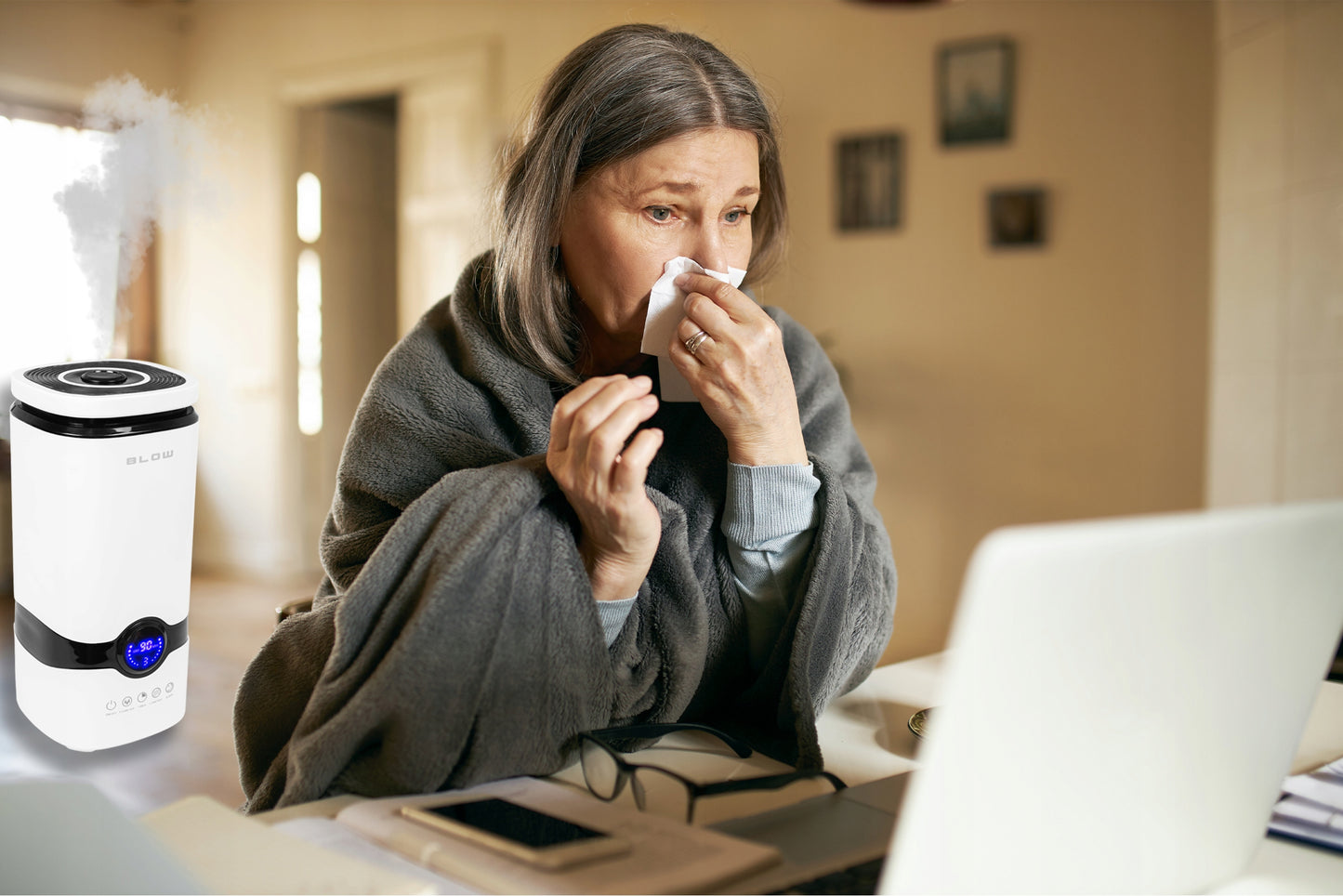 Oro drėkintuvas-difuzorius, 4L, su higrometru, laikmačiu, termometru ir pulteliu