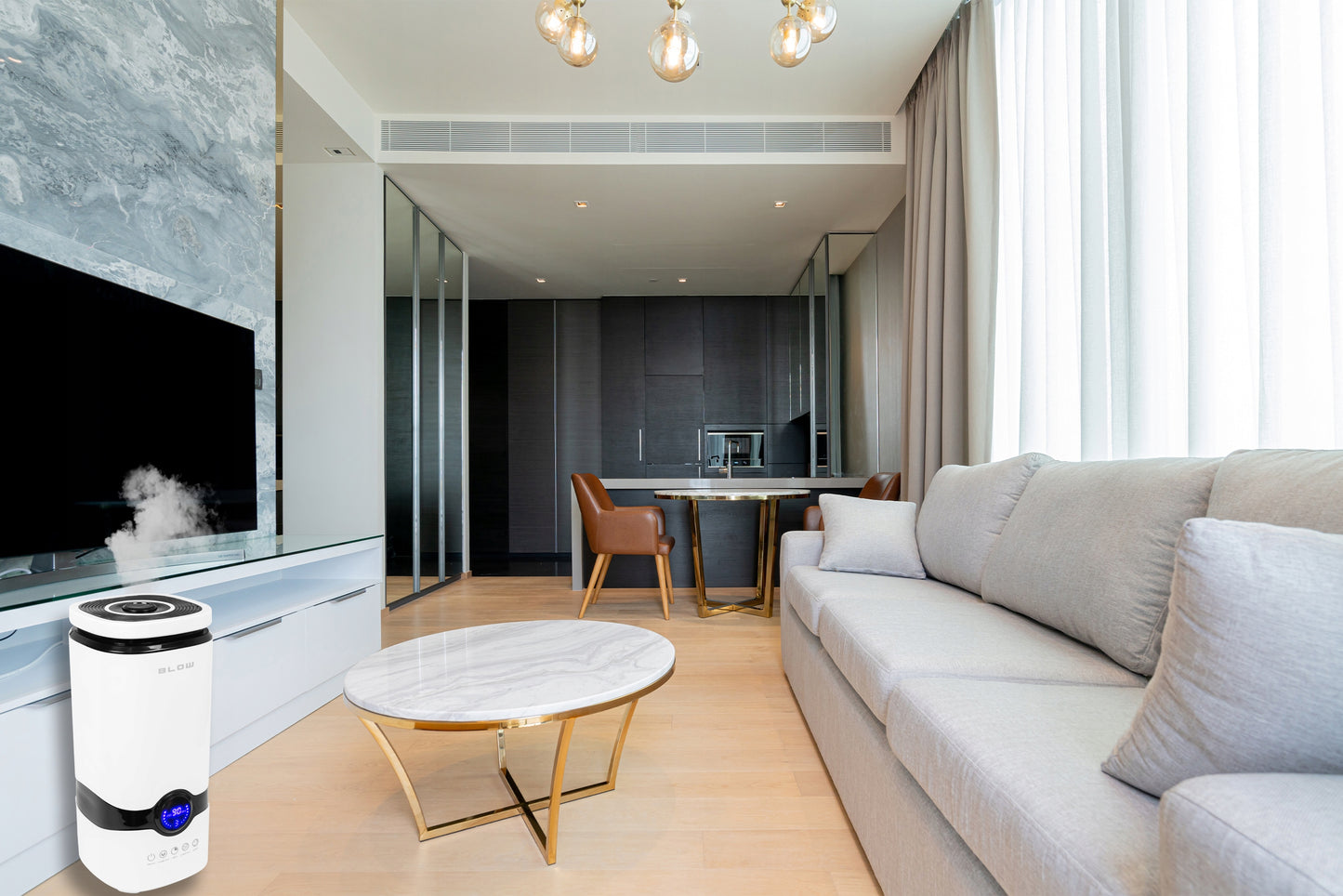 Oro drėkintuvas-difuzorius, 4L, su higrometru, laikmačiu, termometru ir pulteliu