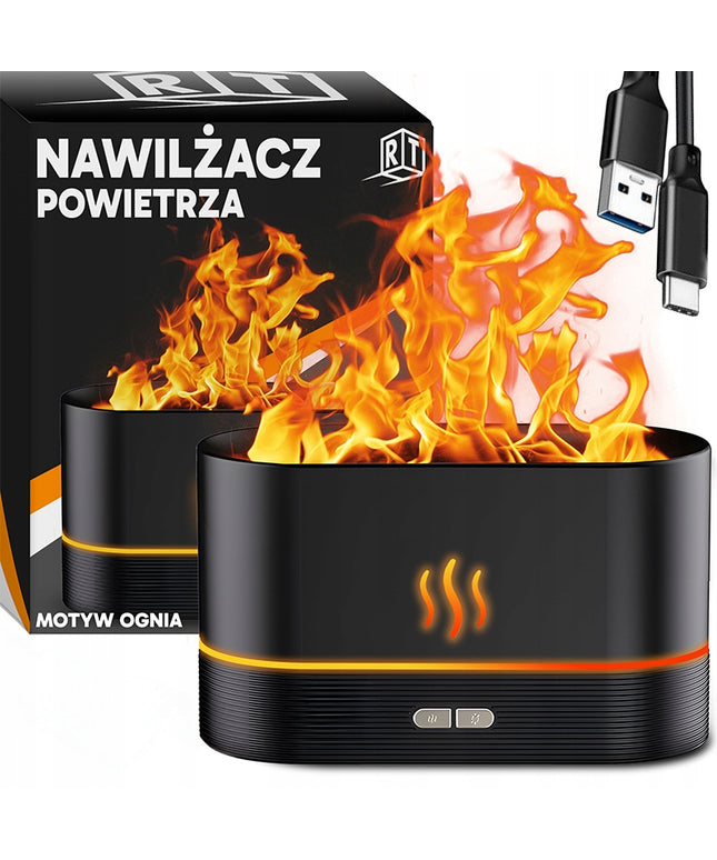 Oro drėkintuvas židinio imitacijos difuzorius aromaterapijai su LED ugnies efekto lempute