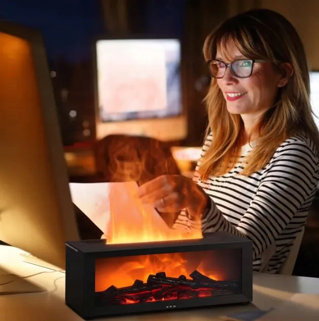 Bedee orą oro drėkintuvas su židinio efektu, LED RGB, difuzorius, aromaterapija, laikmatis, nuotolinio valdymo pultas
