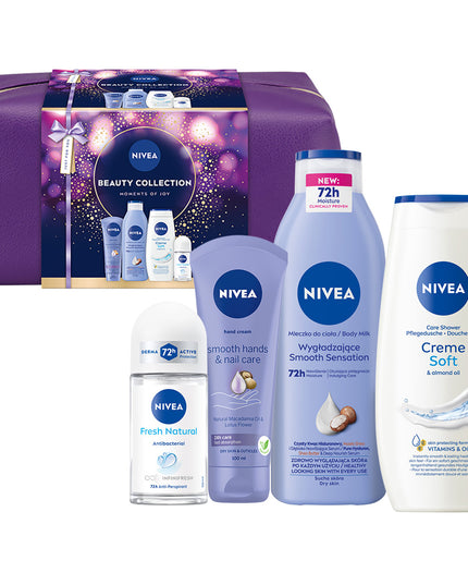NIVEA BEAUTY Kalėdinis kosmetikos moterims dovanų rinkinys su kosmetine