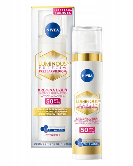 NIVEA LUMINOUS 630 rinkinys pigmentinėms dėmėms mažinti: dieninis kremas SPF50 40ml + serumas 30ml