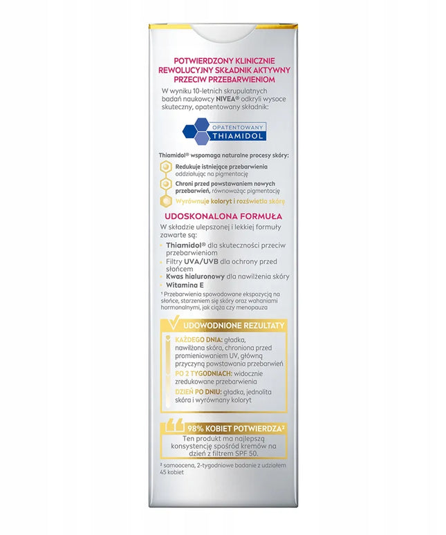 NIVEA LUMINOUS dieninis veido kremas su hialurono rūgštimi ir SPF 50, 40 ml