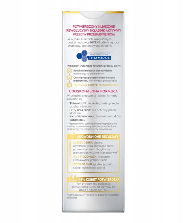 NIVEA LUMINOUS Veido kremas nuo pigmentinių dėmių SPF 50 su hialurono rūgštimi 40ml